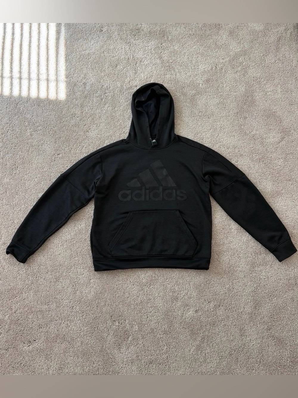 adidas Black Hoodie with Tonal Trefoil Logo